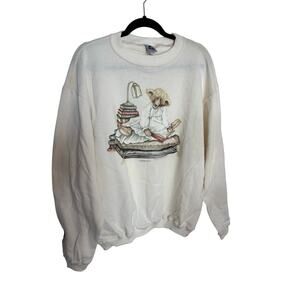 Vintage Gay Talbett Boassy Teddy Bear Book Graphic Sweatshirt Cream Medium